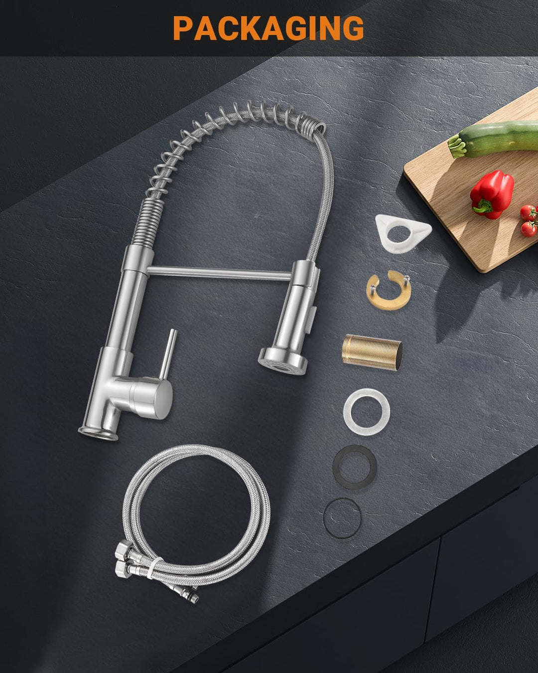 APPASO Wasserhahn Küche, Küchenarmatur Hochdruck mit Brause, Mischbatterie Küche mit 2 Strahlarten,