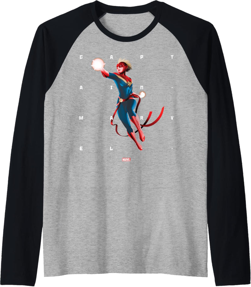 Marvel Captain Marvel Halftone Word Stack Portrait Raglan