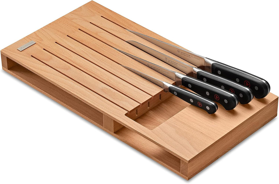 WÜSTHOF Schubladeneinsatz Buchenholz für 7 Messer, 43,0 x 22,3 x 4,4 cm, Buchenholz