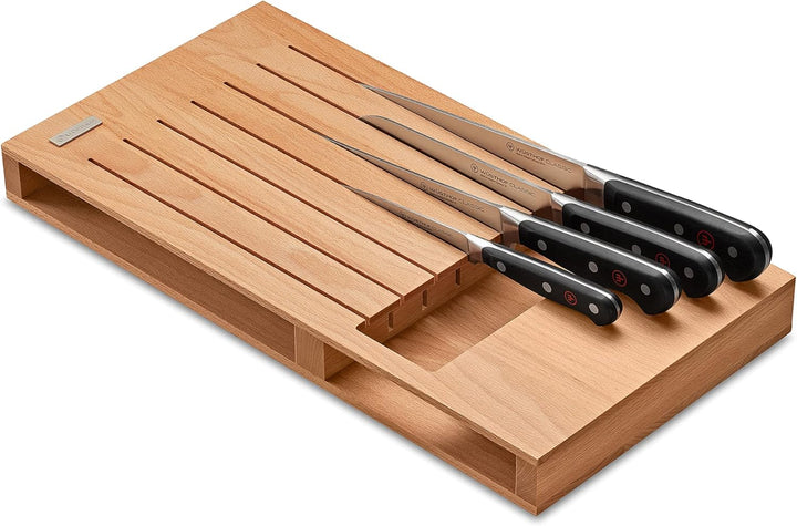 WÜSTHOF Schubladeneinsatz Buchenholz für 7 Messer, 43,0 x 22,3 x 4,4 cm, Buchenholz