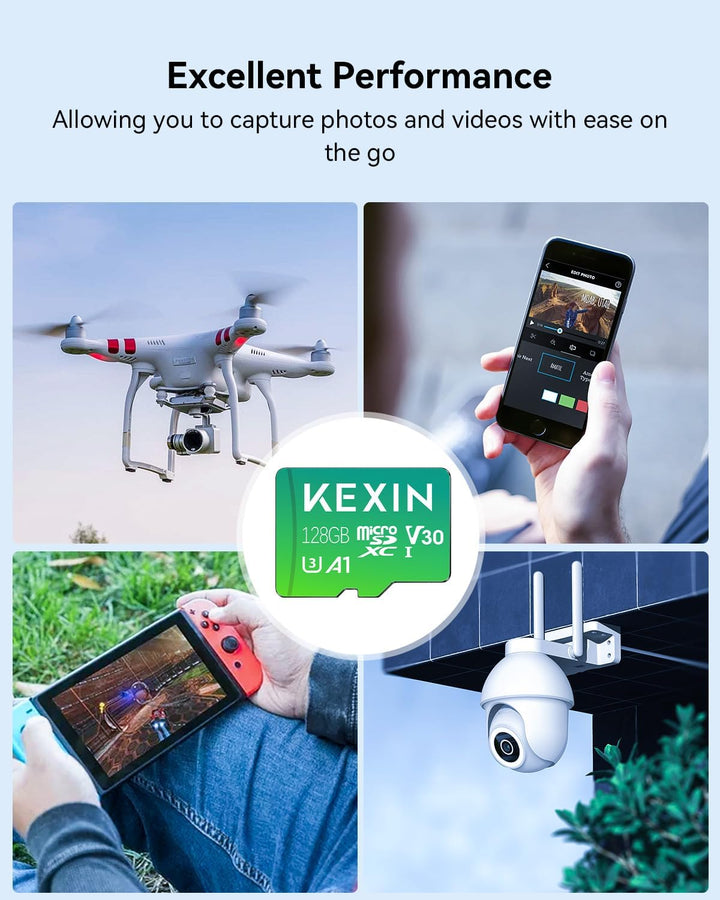 KEXIN SD Karte 128GB Micro SD Karten 5er Pack Speicherkarte Micro SDXC U3, A1, V30, C10 Micro SD Car