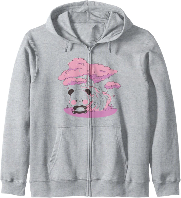 Pandabär unter Sakura-Baum Natur Kapuzenjacke