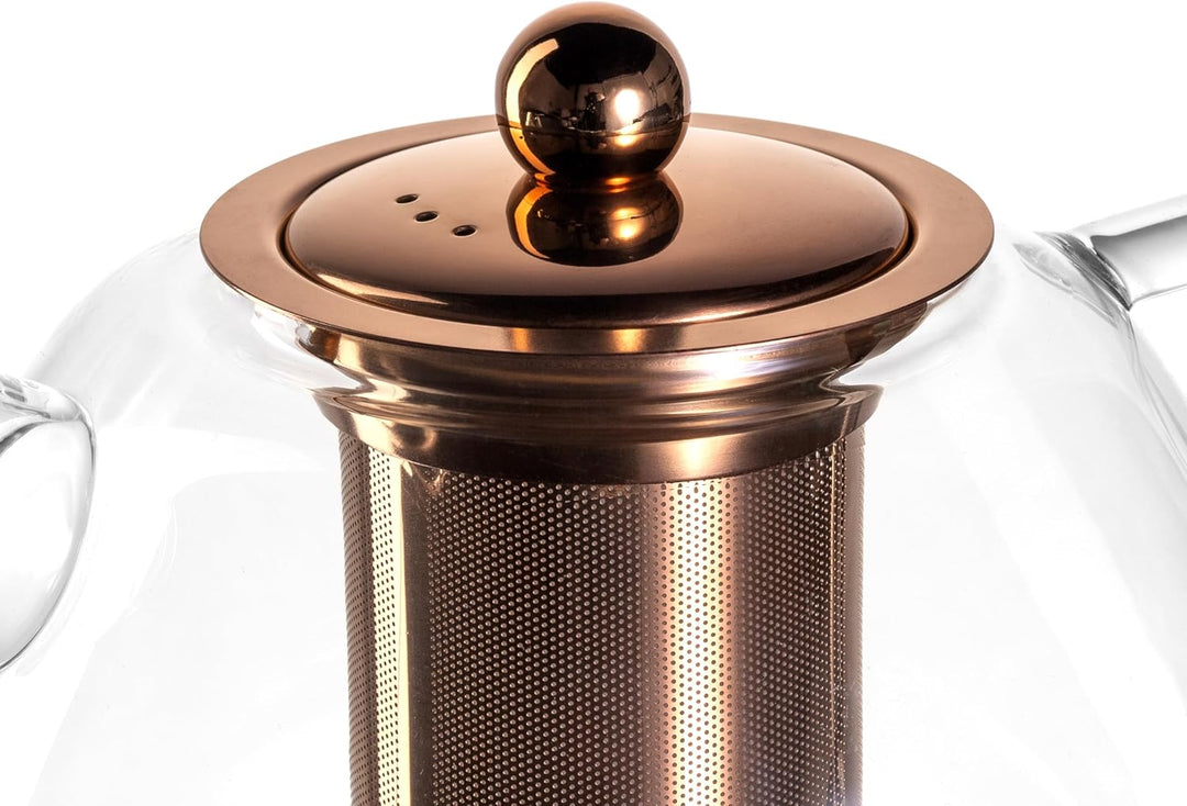 LEONARDO Tè per Te Teekanne mit herausnehmbarem Siebeinsatz - Teekessel aus Glas mit Deckel und Grif