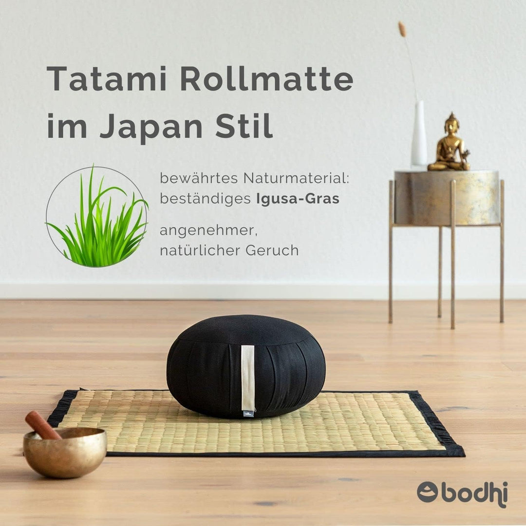 Bodhi Tatami Rollmatte | Japan-Stil | Nachhaltige Goza Matte aus haltbarem Igusa-Gras | Mit Baumwoll
