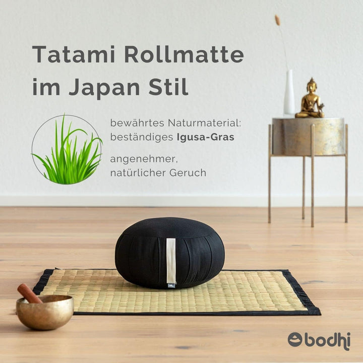 Bodhi Tatami Rollmatte | Japan-Stil | Nachhaltige Goza Matte aus haltbarem Igusa-Gras | Mit Baumwoll