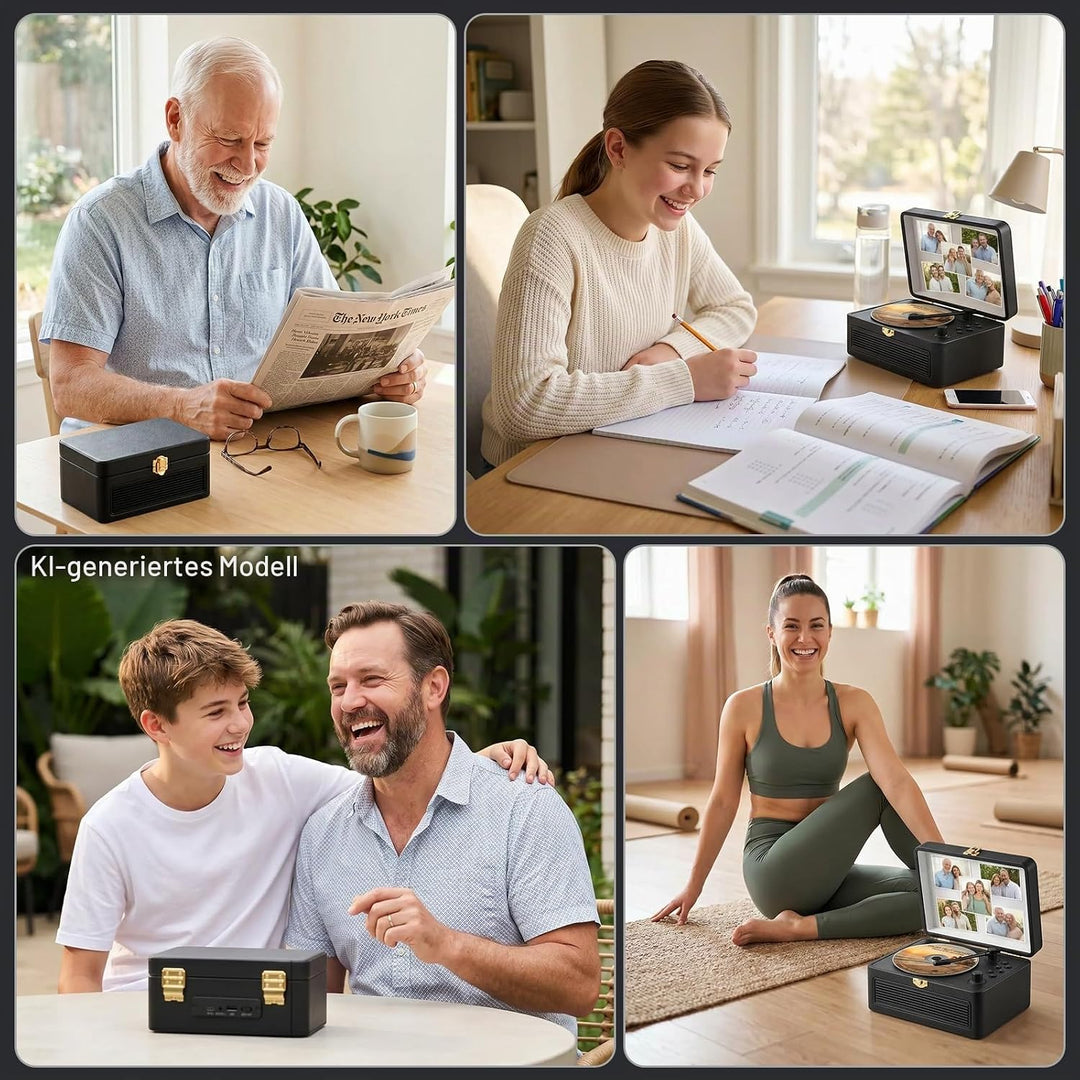 Gueray Tragbarer Bluetooth CD-Player mit Lautsprechern 3600mAh Wiederaufladbarer Vintage CD Spieler