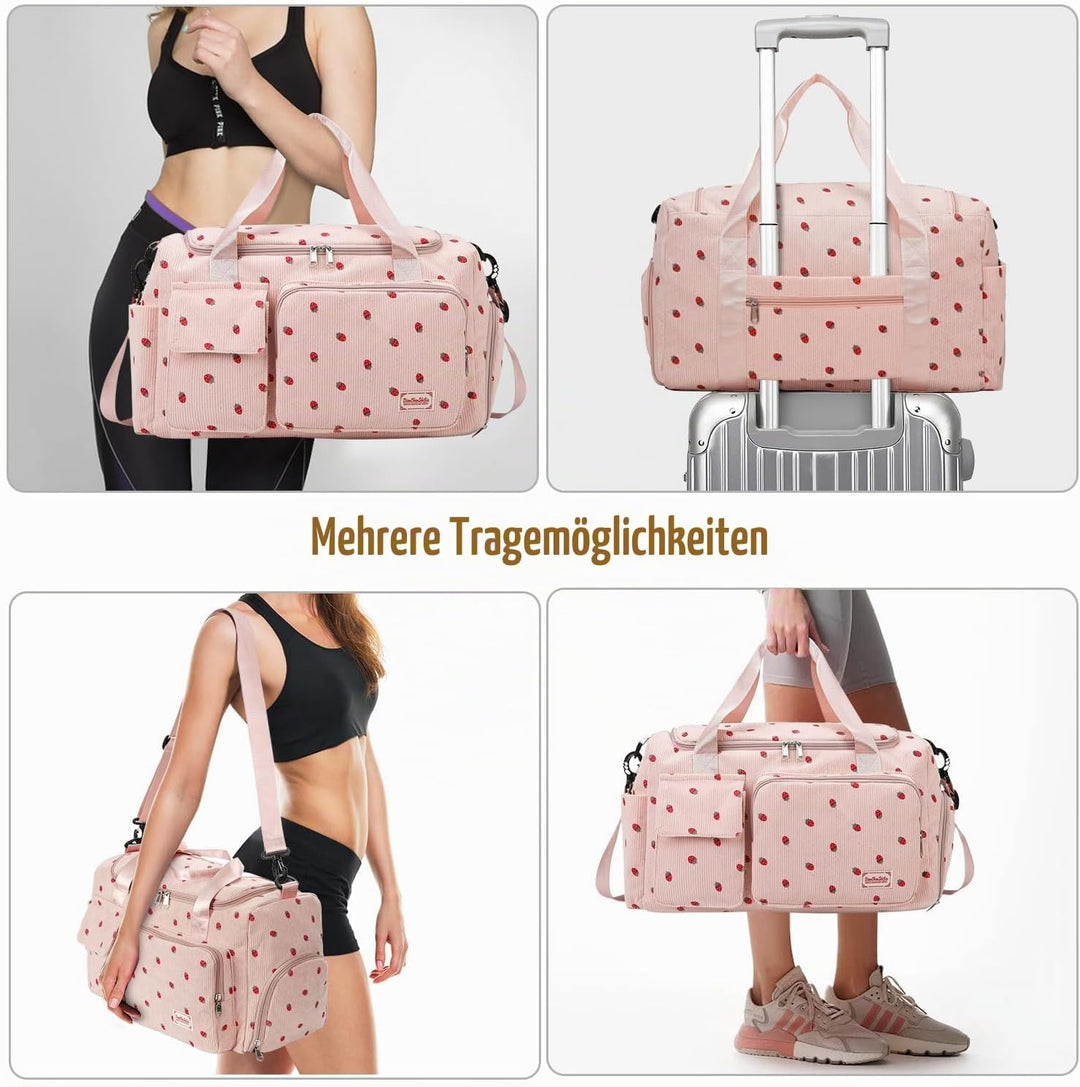 Ghope Sporttasche Reisetasche Mädchen Damen mit Schuhfach und Nassfach, Schwimmtasche Badetasche Tee