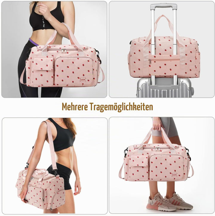 Ghope Sporttasche Reisetasche Mädchen Damen mit Schuhfach und Nassfach, Schwimmtasche Badetasche Tee