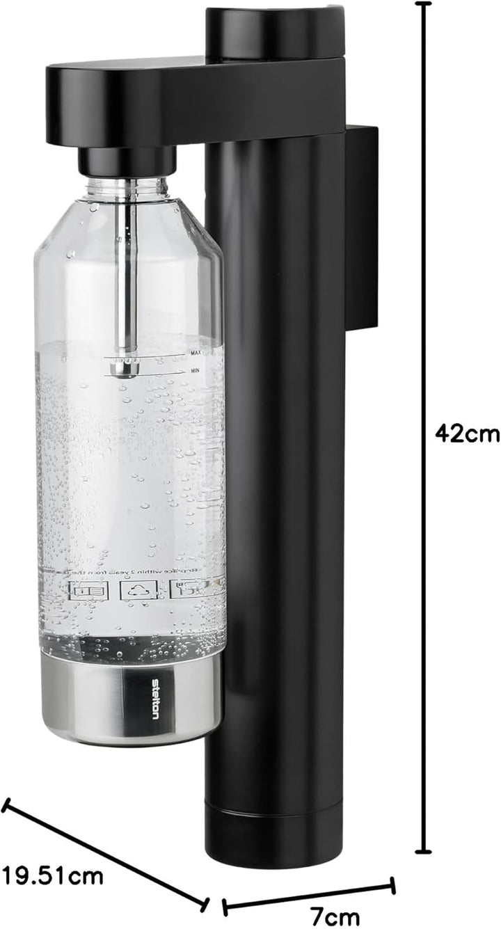 Stelton Brus Wassersprudler, Wandhalterung mit Flasche, Premium Carbonator für Wasser mit CO2 - Eins