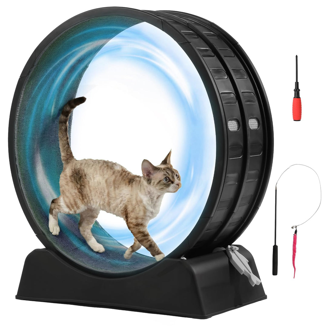 LEADZM Katzenlaufrad 80cm Durchmesser - Laufrad Katze aus Kunststoff, Inklusive Teppich und Katzensp