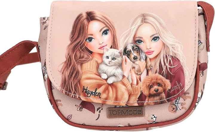 Depesche TOPModel Kleine Umhängetasche Fur Ever Friends, Rosa, mit Klettverschluss, 13x15x5 cm - Lin