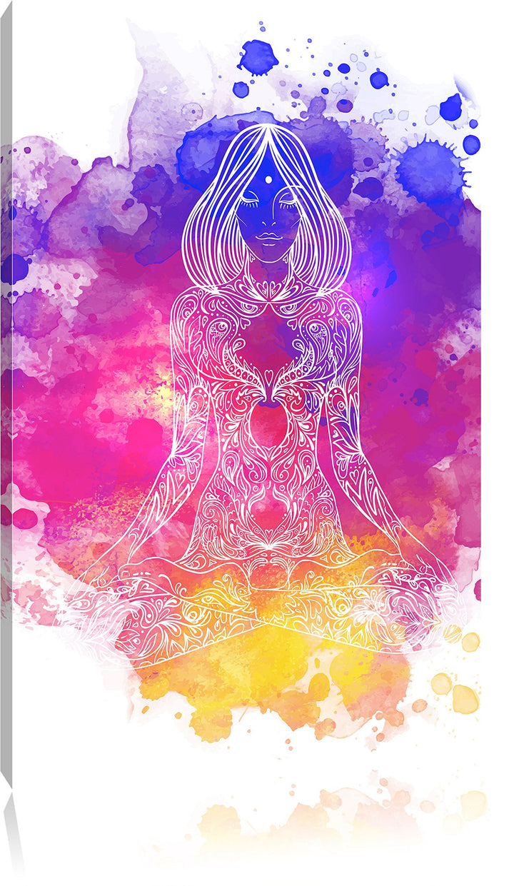 Lotoshaltung Yoga, Format: 100x70 auf Leinwand, XXL riesige Bilder fertig gerahmt mit Keilrahmen, Ku