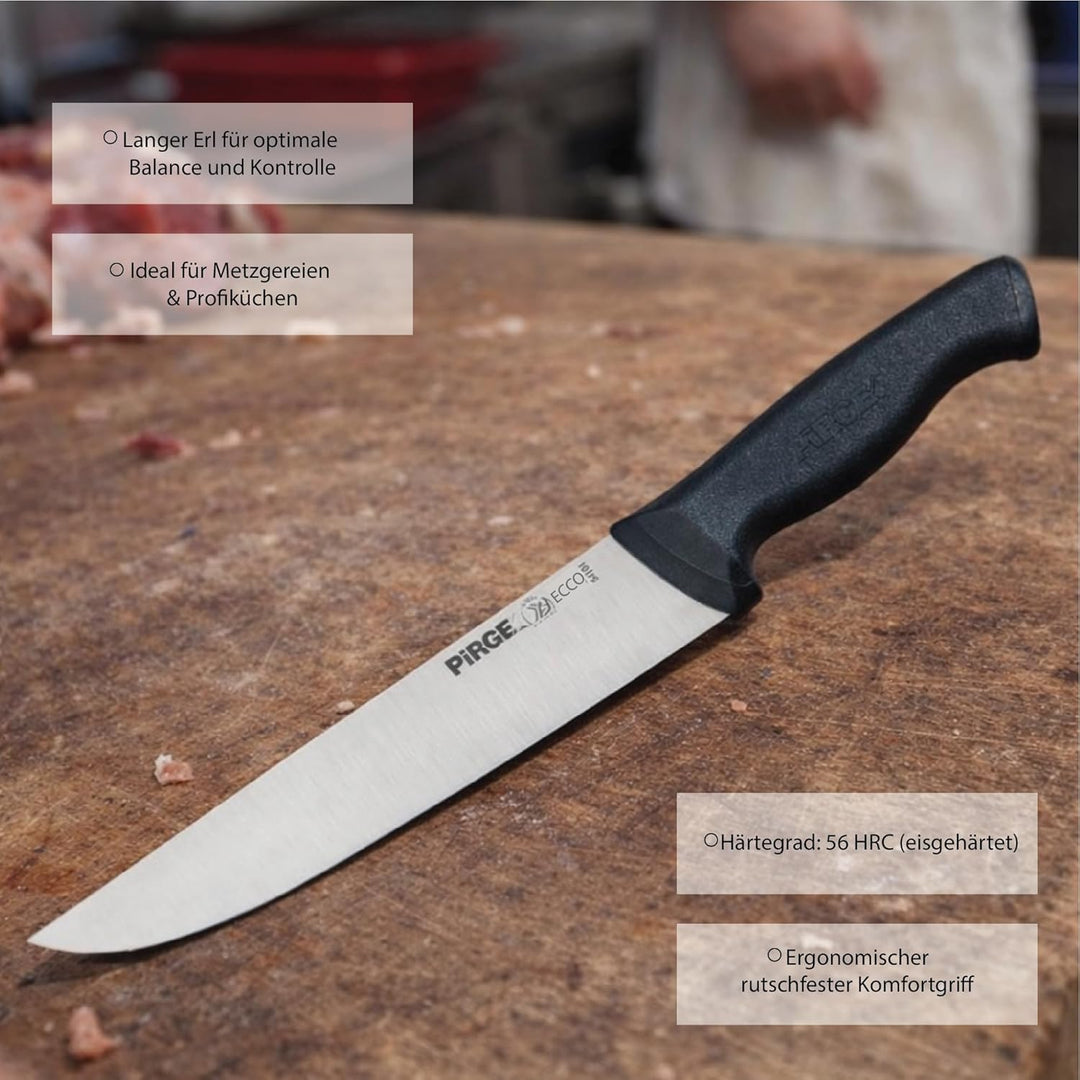 Pirge Ecco Metzgermesser 19 cm Schwarz Schlachtermesser - Fleischermesser - Stechmesser - Exzellente