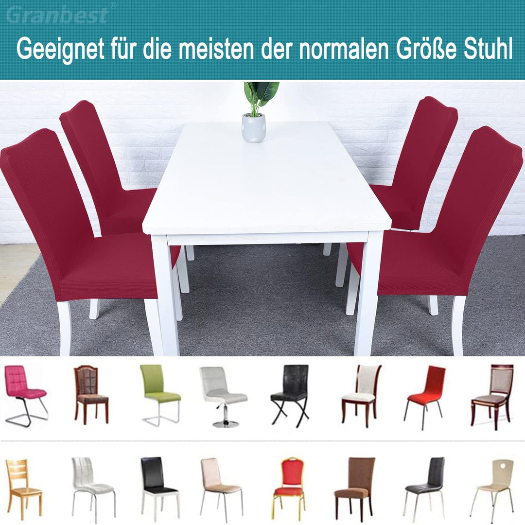 Granbest Premium Wasserdicht Esszimmerstuhl Abdeckungen Satz Von 6, Elastische Hohe Zurück Stuhlhuss