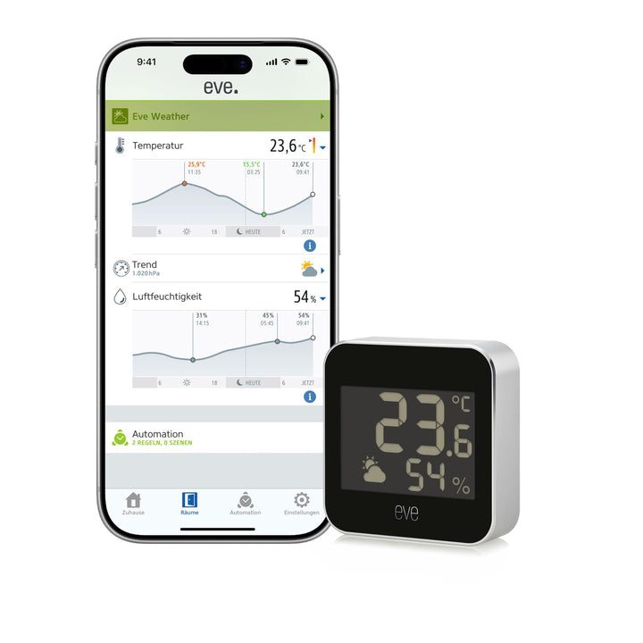 Eve Weather - Smarte Wetterstation (Matter) zum Überwachen von Temperatur, Luftfeuchtigkeit,Wettertr