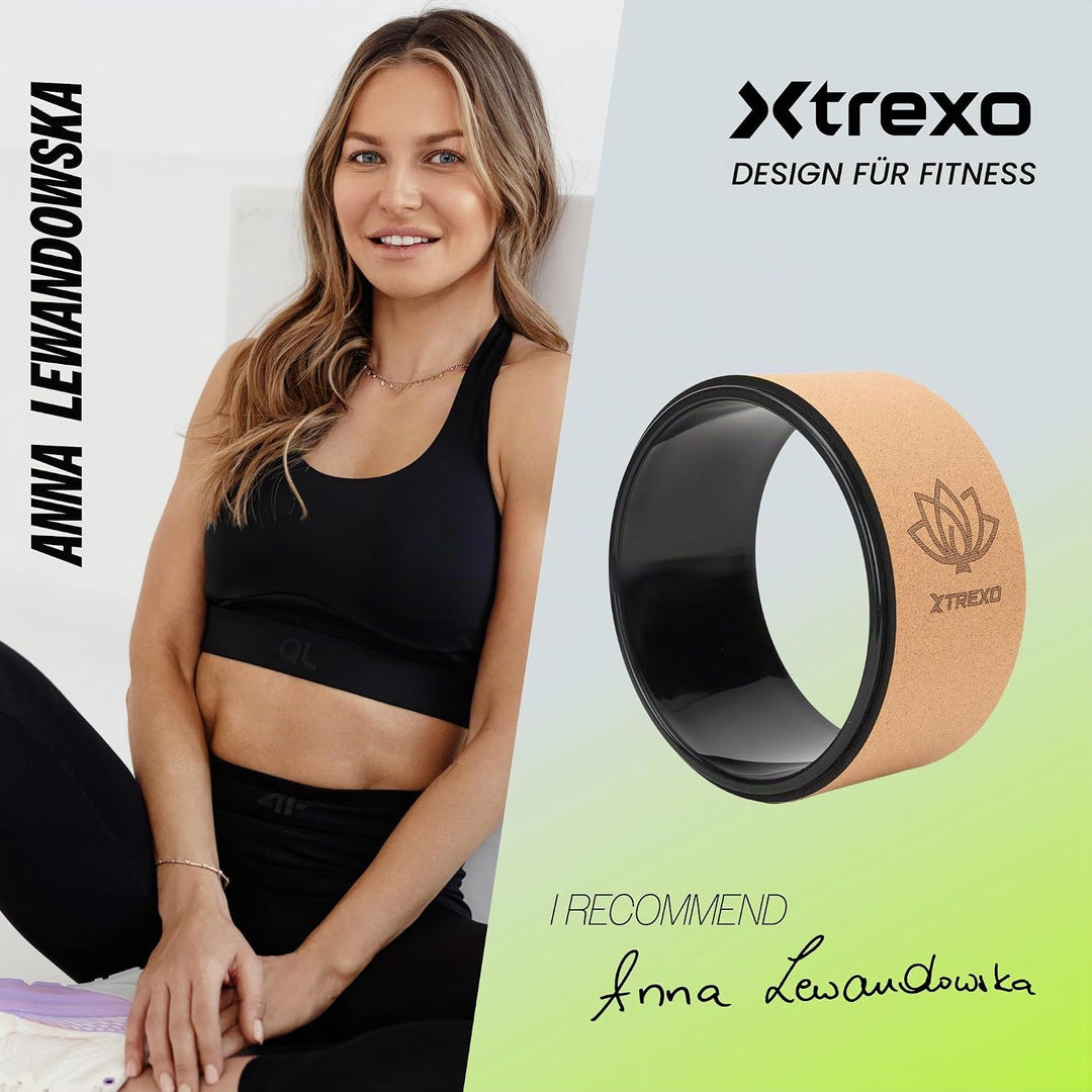 TREXO Yoga Rad Naturkork mit einem Durchmesser von 32 cm und einer Breite von 13 cm in Braun aus 100