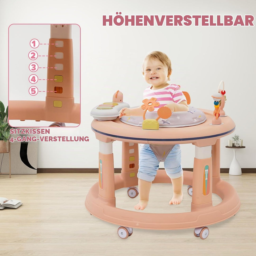 3IN1 Baby Lauflernwagen(Lauflernmodus,Spielecenter,Jumper), 5-stufige Höhenverstellung, Anti-O-Beine