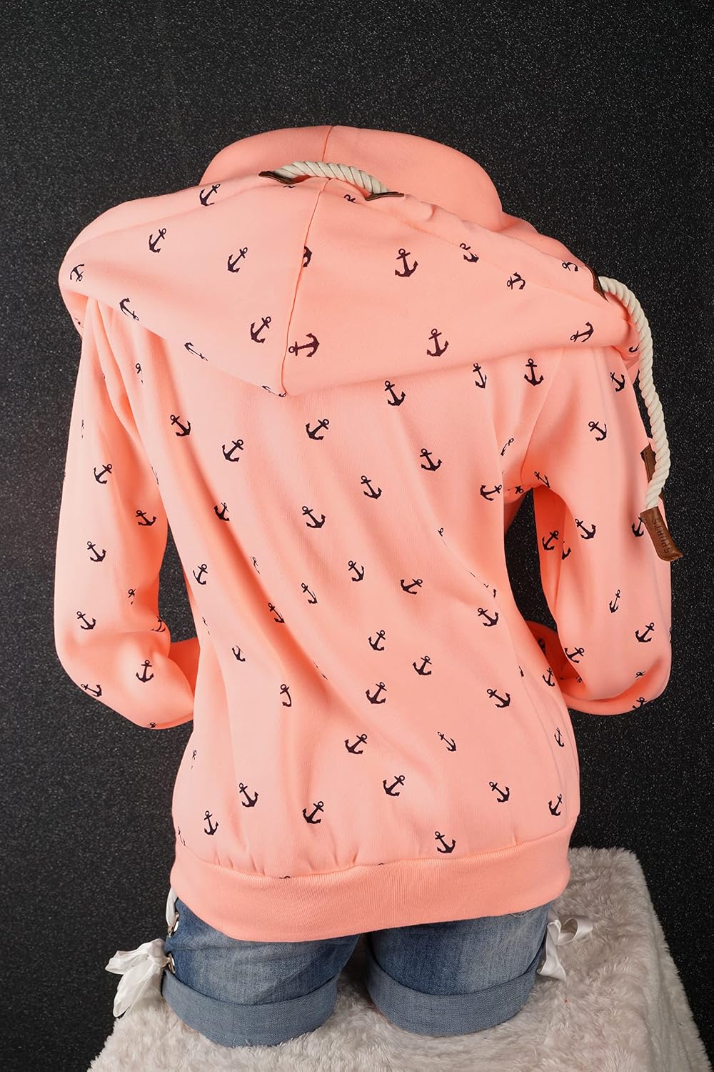 VIN TE Damen Sweat Jacke XXL Kapuze Hoodie Übergangsjacke Fleece gefüttert schräger Reissverschluss