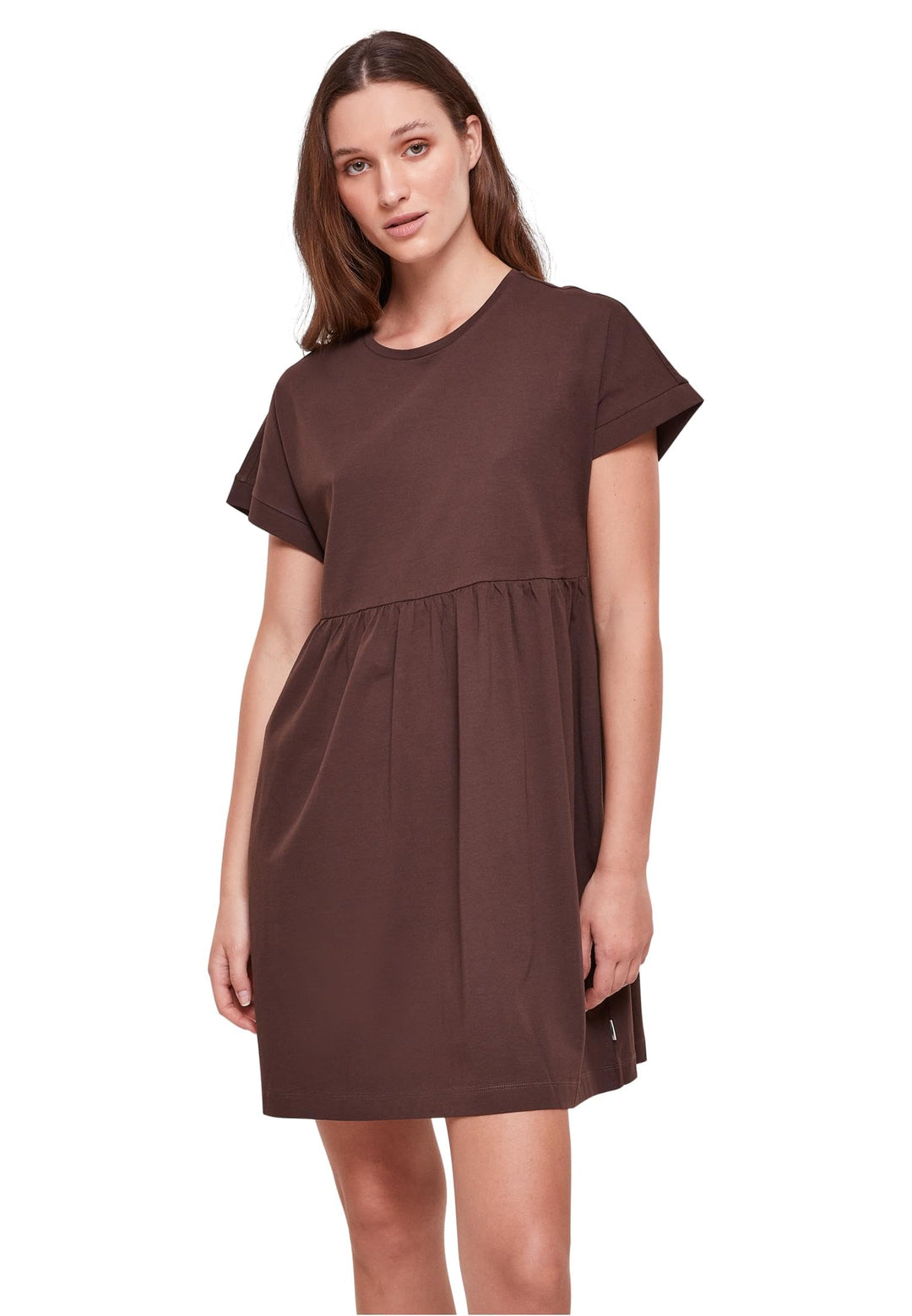 Urban Classics Damen Kleid Ladies Organic Empire Valance Tee Dress, Volantkleid für Frauen, Loose Fi