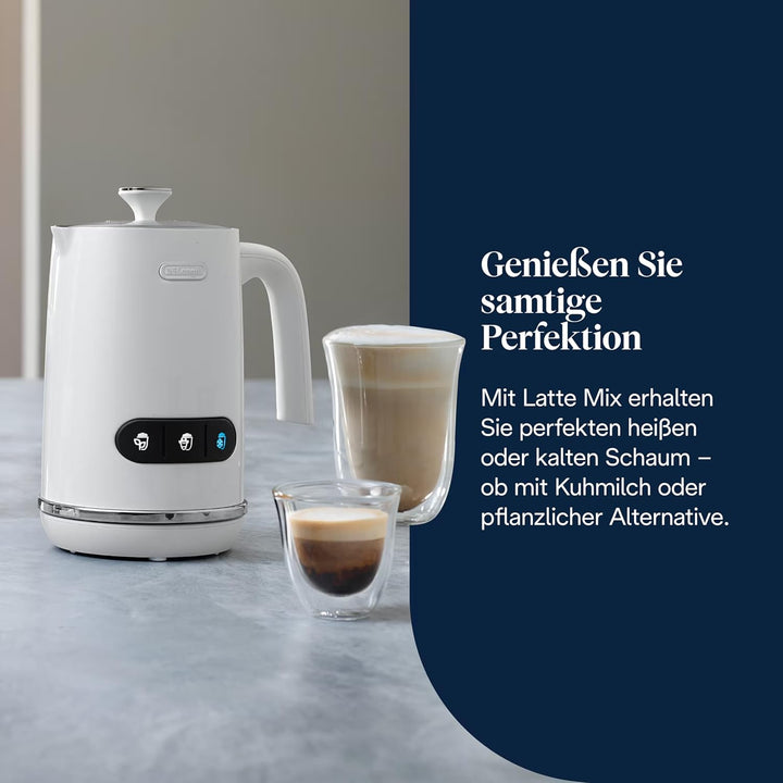 De'Longhi Elektrischer Milchaufschäumer LatteMix EMF3.W, für heisse & kalte Milch & pflanzlichen Alt