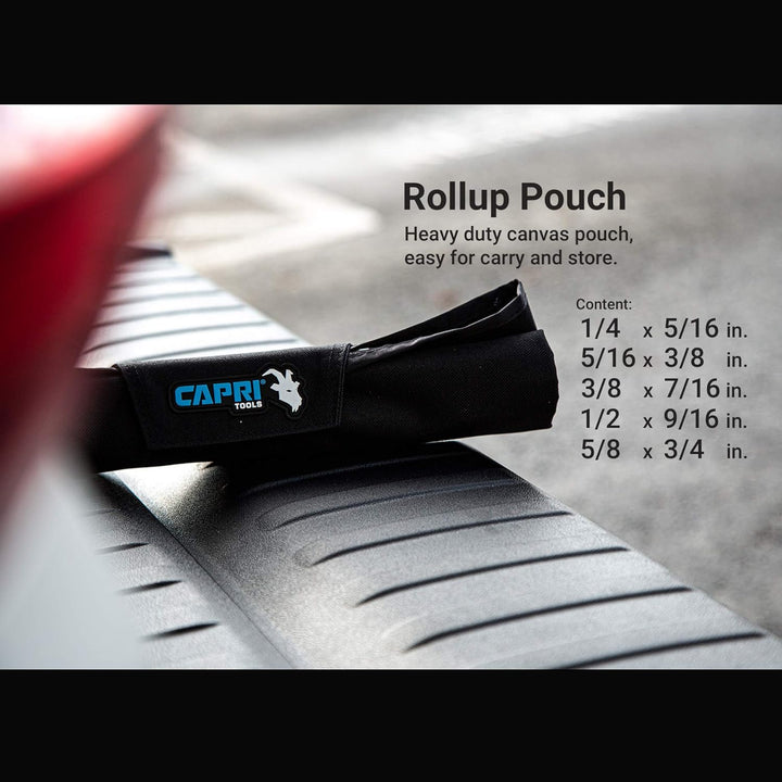 Capri Tools 0 Grad gekröpfter extra langer Steckschlüsselsatz, SAE, 1/4-3/4 Zoll, 8 Grössen, 5-teili