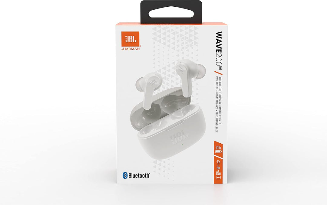 JBL Wave 200 TWS True-Wireless In-Ear Bluetooth-Kopfhörer - Weiss – Kabellose Ohrhörer mit integrier