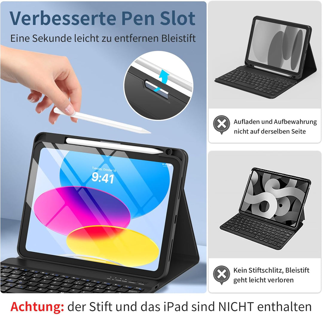 Tastatur Hülle für iPad A16 11 Generation 11 Zoll 2025/10 Generation 10,9 Zoll 2022, Schutzhülle mit