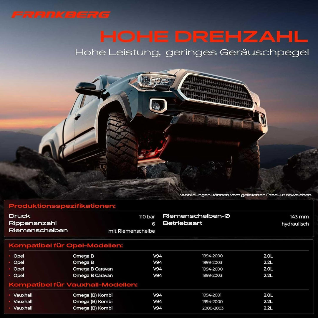 Frankberg Servopumpe Hydraulikpumpe Lenkung Kompatibel mit Omega B 25 26 27 Omega B Caravan 21 22 23