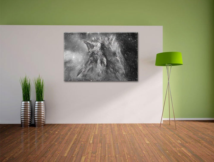 Pixxprint Feuriger Adler als Leinwandbild/Grösse: 100x70 cm/Wandbild/Kunstdruck/fertig bespannt, 100