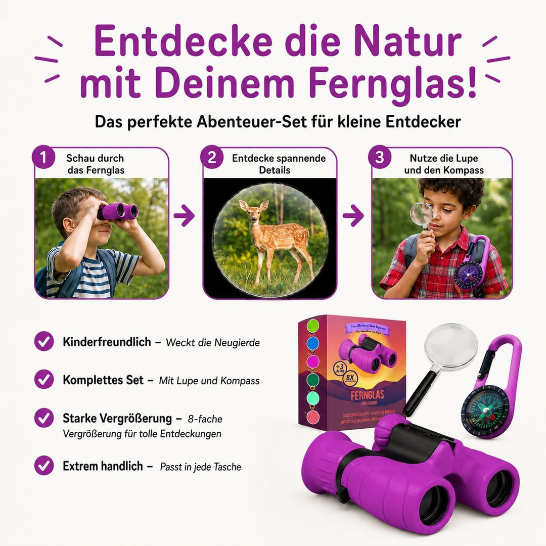 Fernglas für Kinder - Optimales Geschenk für kleine Jungen und Mädchen - Starke Vergrösserung 8X21 –