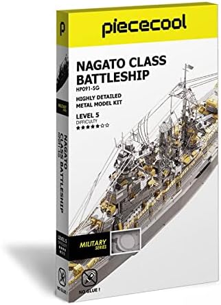 piececool Nagato Class Battleship HP091SG Highly Detailed Metal Model Kit,No Glue, 199 Pieces