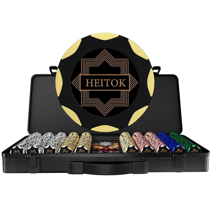 Pokerkoffer 500 Stück, Premium Poker Set im extrem stabilen Polycarbonat-Koffer (Kein Alu) – 14g Cla