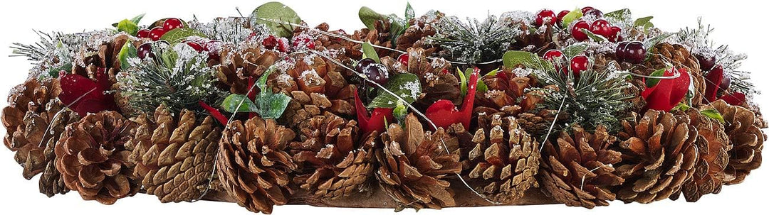 infactory Türkranz LED Weihnachten: Advents- und Weihnachtskranz mit LED-Beleuchtung, rot/grün, Ø 44
