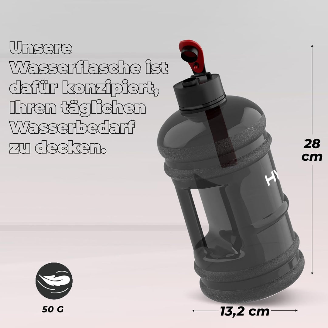 HYDRATE Hochwertige-2,2-Liter-Wasserflasche - jetzt mit Easy-Drink-Cap, langlebig & extra stark - BP