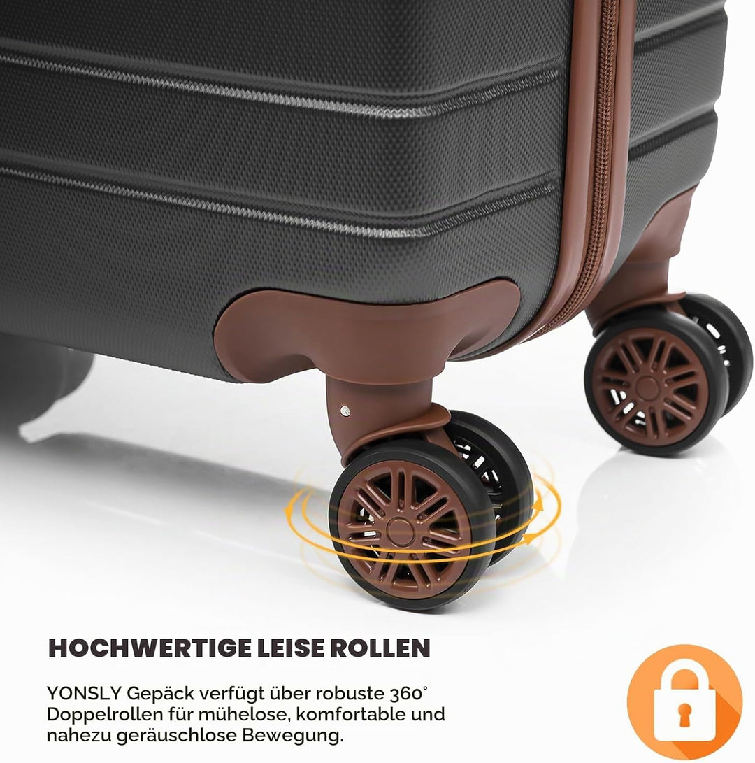Reisekoffer Trolley Rollkoffer Handgepäck Set, Hartschalenreisekoffer Koffer Suitcase mit 4 Rollen 3
