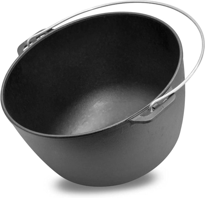 Kazan 10L aus Gusseisen mit Bügel und Gusseisendeckel | Schwenktopf Campingtopf Gulaschkessel | Cast