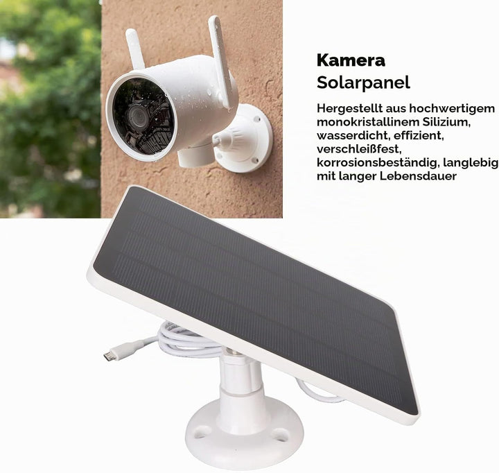 Solarpanel für Überwachungskamera, für DC 5V-Überwachungskamera, Wasserdichtes IP65-Kameraladegerät,