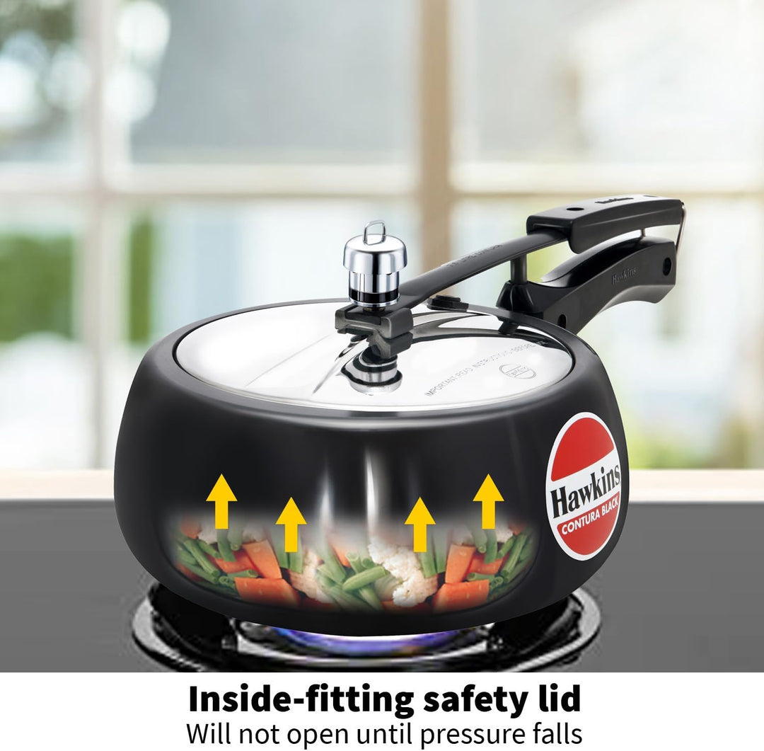 Hawkins CB35 Schnellkochtopf harteloxiert, 3,5 Liter, Contura Schwarz 3.5-Liter, 3.5-Liter