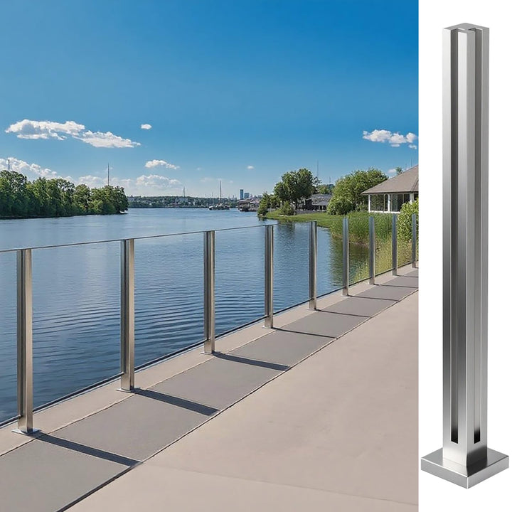 Cvter aus Edelstahl Glasgeländer pfosten mit Einsteckenden 60cm – Schwerlastbereich Glasmontageklemm