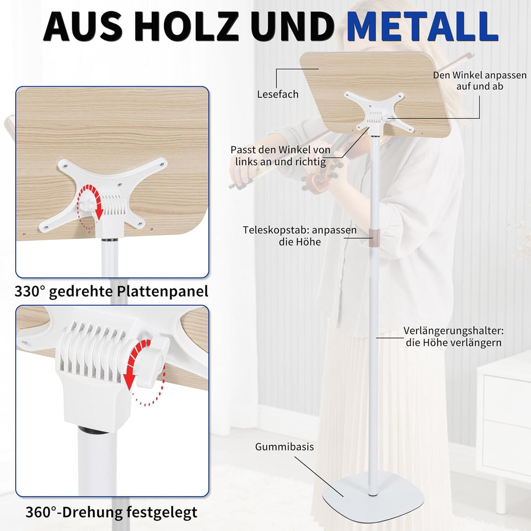 OUUTMEE Lesebuchständer, anhebbarer Beistelltisch, Winkelverstellung, Metallstruktur, Laptop, Kochbu
