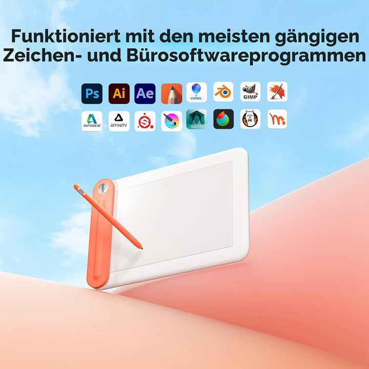 UGEE Grafiktablett Kabellos Bluetooth Q8W, 8 Zoll unterstützt Zeichentablett Wireless-Verbindung, mi