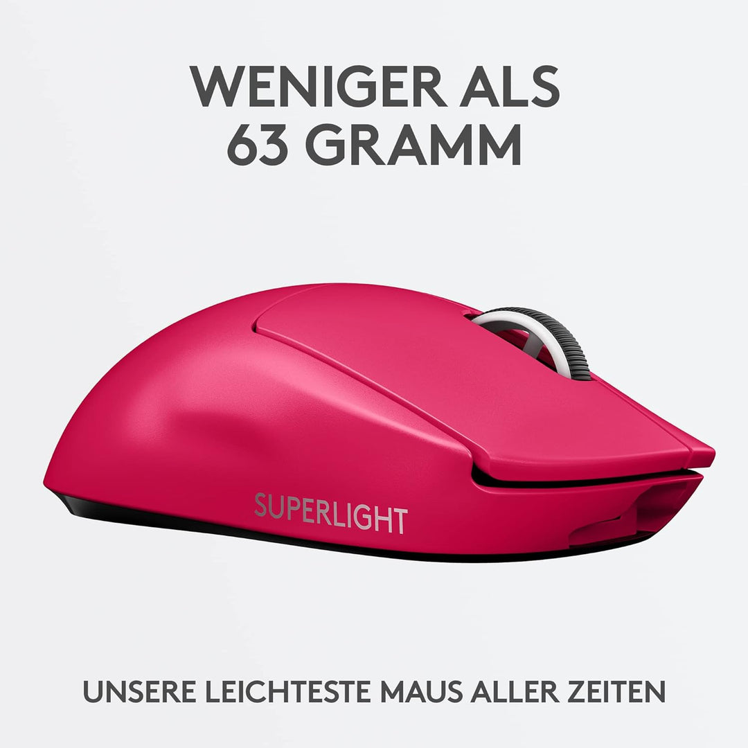 Logitech G PRO X SUPERLIGHT kabellose Gaming-Maus, Ultra-leicht 63g, HERO 25K Sensor, 25.600 DPI, 5