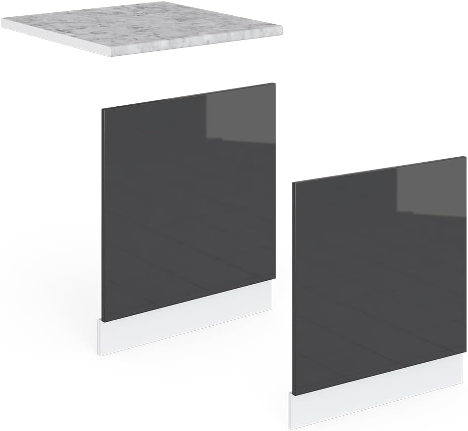 Vicco Frontblende R-Line, Anthrazit Hochglanz/Weiss, 60 cm ohne Arbeitsplatte Anthrazit Hochglanz Ge