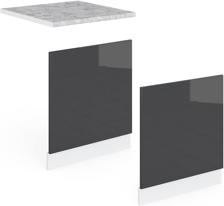 Vicco Frontblende R-Line, Anthrazit Hochglanz/Weiss, 60 cm ohne Arbeitsplatte Anthrazit Hochglanz Ge