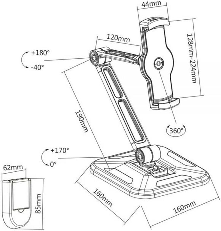 InLine 23154A Tablet Halterung für Wand- oder Tischmontage, universal für 4,7"-12,9"