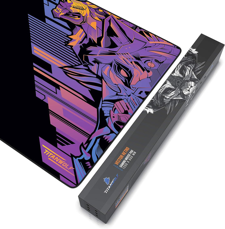 CSL - Übergrösse Mauspad Gaming Titanwolf 1200x600mm - XXXL Mousepad gross mit Motiv - Tischunterlag