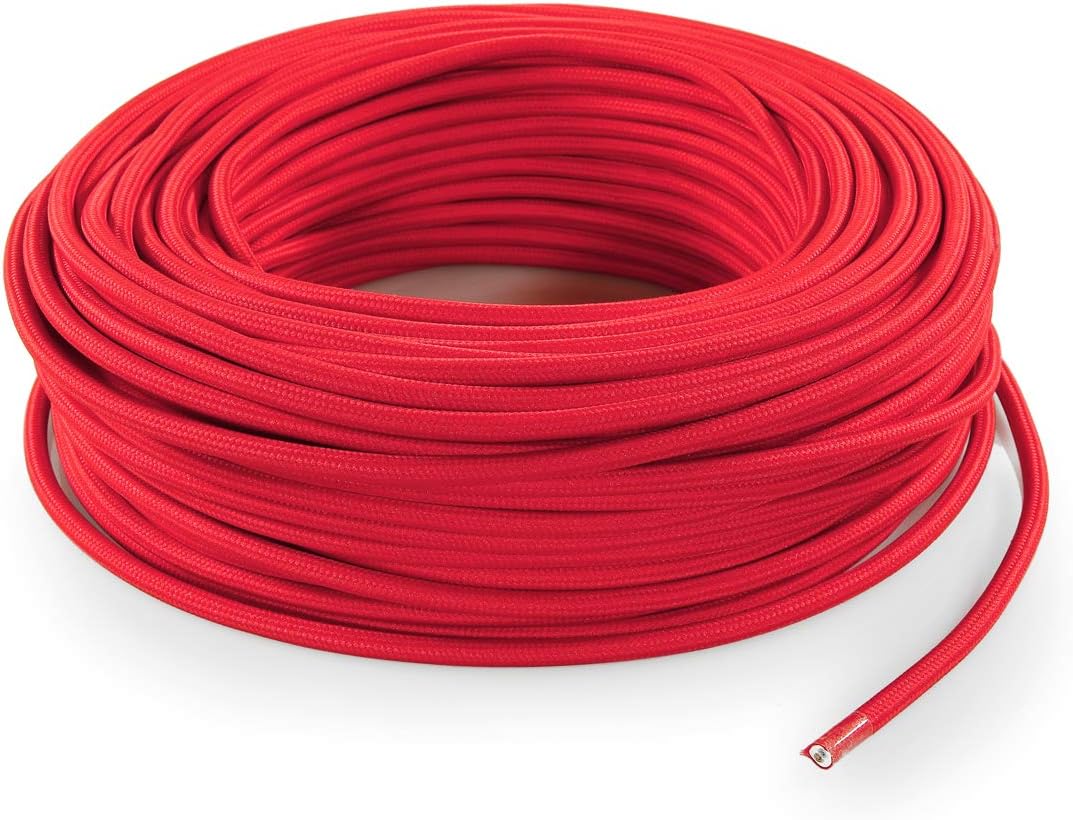 Textilkabel für Lampe, Stoffkabel 3-adrig (3x1,50mm²) - Roit. Made in Italy (5 Meter), 5 Meter