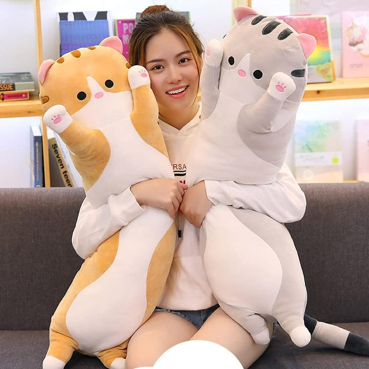 AMOZO Katze Kuscheltier Stofftier Lange Katzen Kissen Plüschtiere Kawaii grosse süsse Cat Plüsch Sof