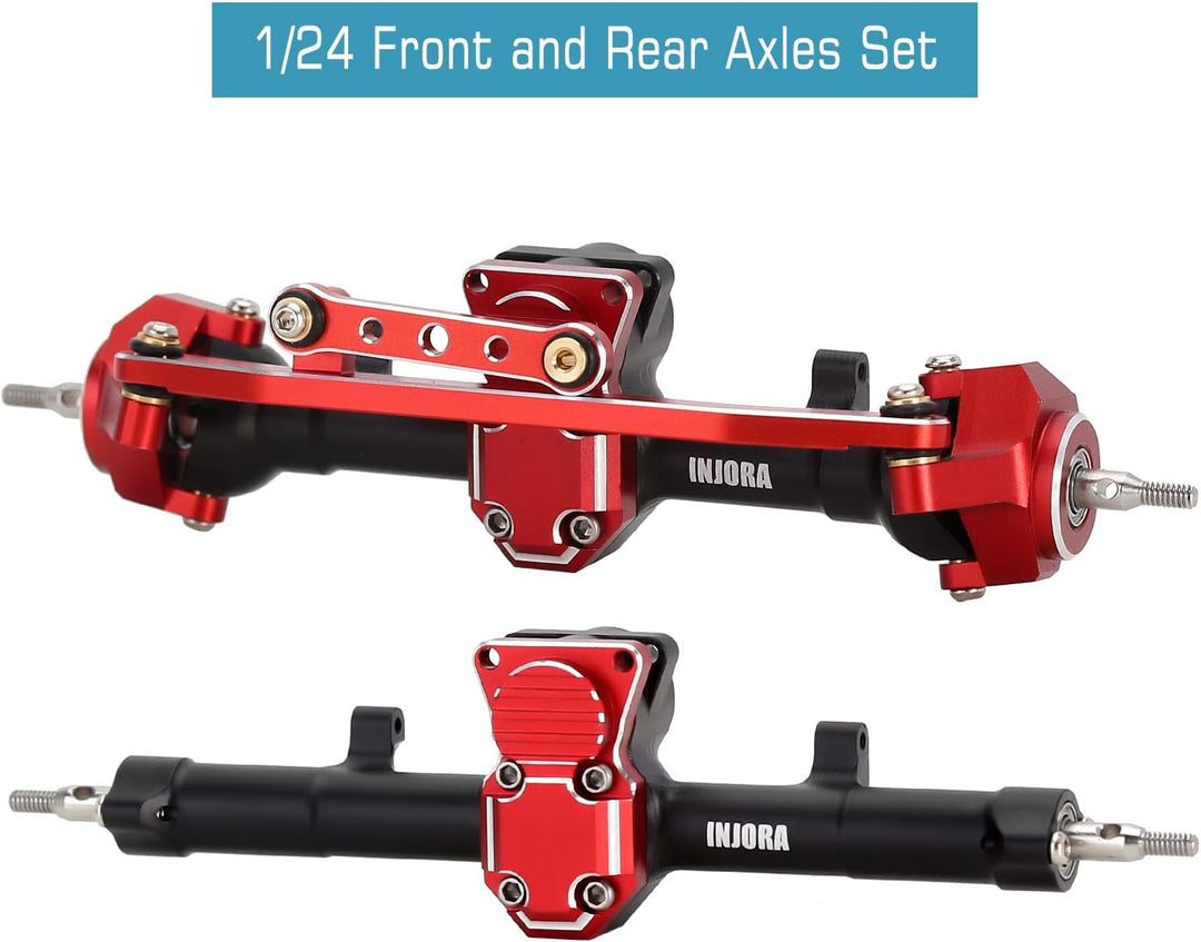 INJORA Vorder und Hinter RC Achsen CNC Aluminium Komplett Achse mit Schneckengetriebe Set für Axial