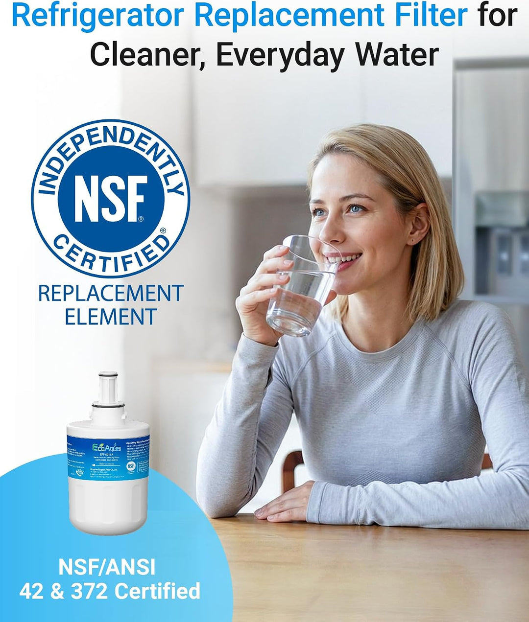 EcoAqua EFF-6011A Kühlschrankwasserfilter Kompatibel mit Samsung DA29-00003G, HAFCU1/XAA, HAFIN2/EXP